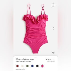 J Crew pink one piece strapless ruffle swimsuit NWT size 6
